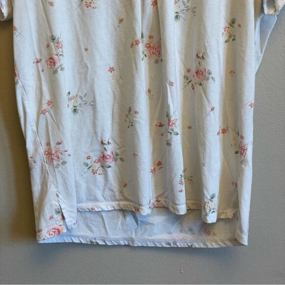 Oscar de la Renta M short sleeve t-shirt lace floral off-white - Picture 3 of 7